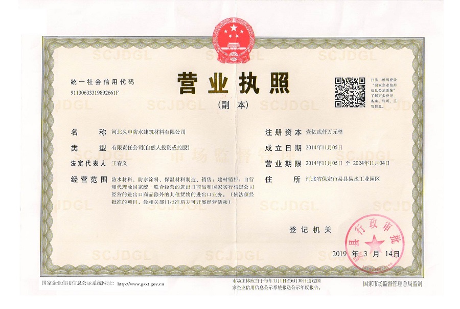 天津公司營業執照